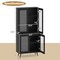Modern 70" Tall Storage Cabinet with Glass Panel Doors and Adjustable Shelves for Kitchen or Dining